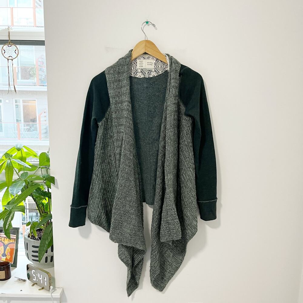Anthropologie Saturday Sunday Green Waterfall Cardigan Sweater Size Small